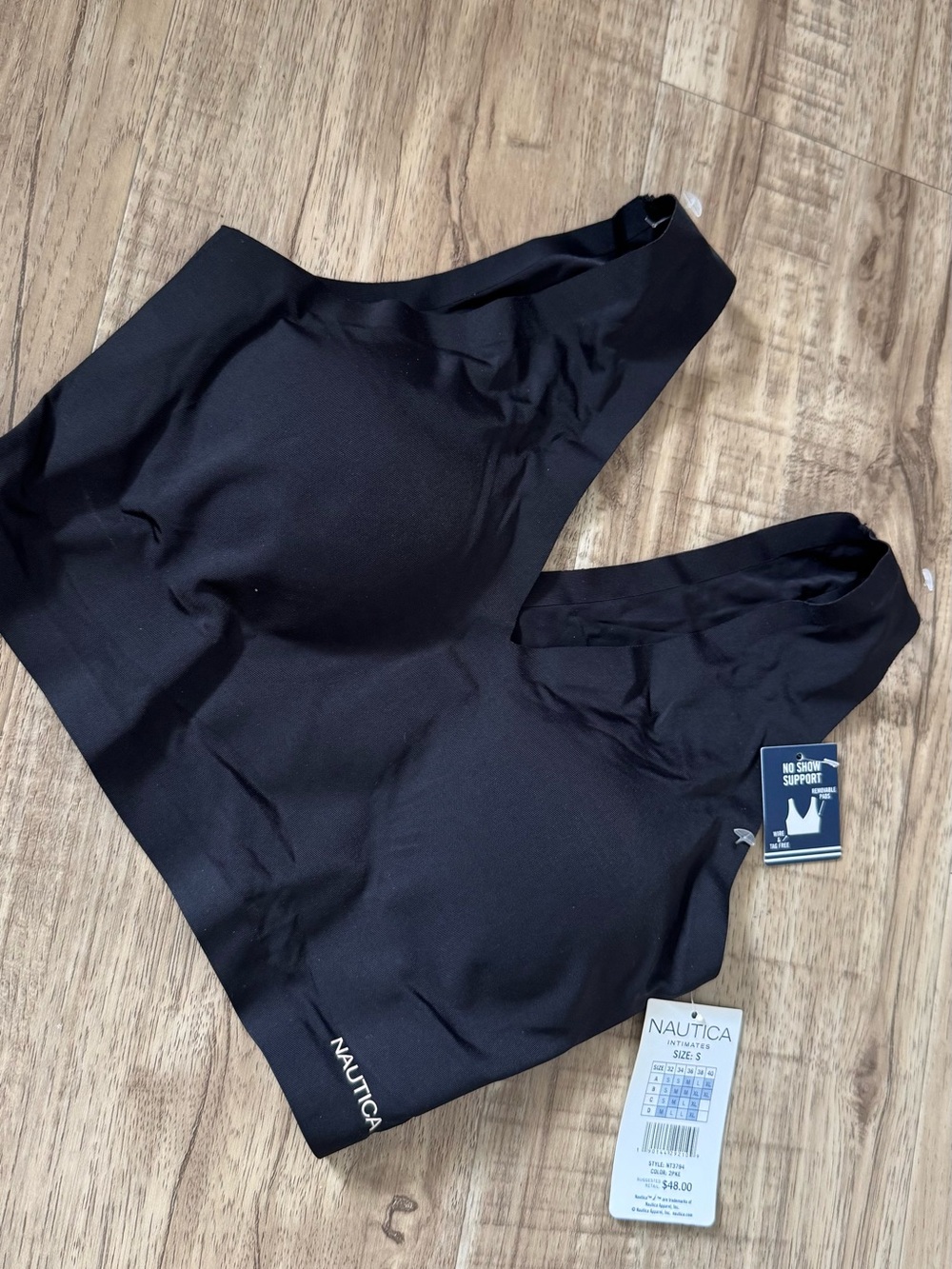 Nautica No Show Support Wireless Bra Black Size S NWT